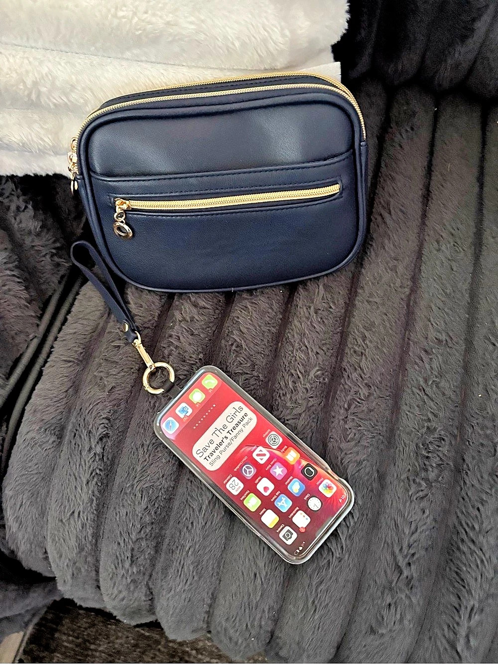 Save the Girls Traveler's Treasure Sling Purse/Fanny Pack Blue NWT